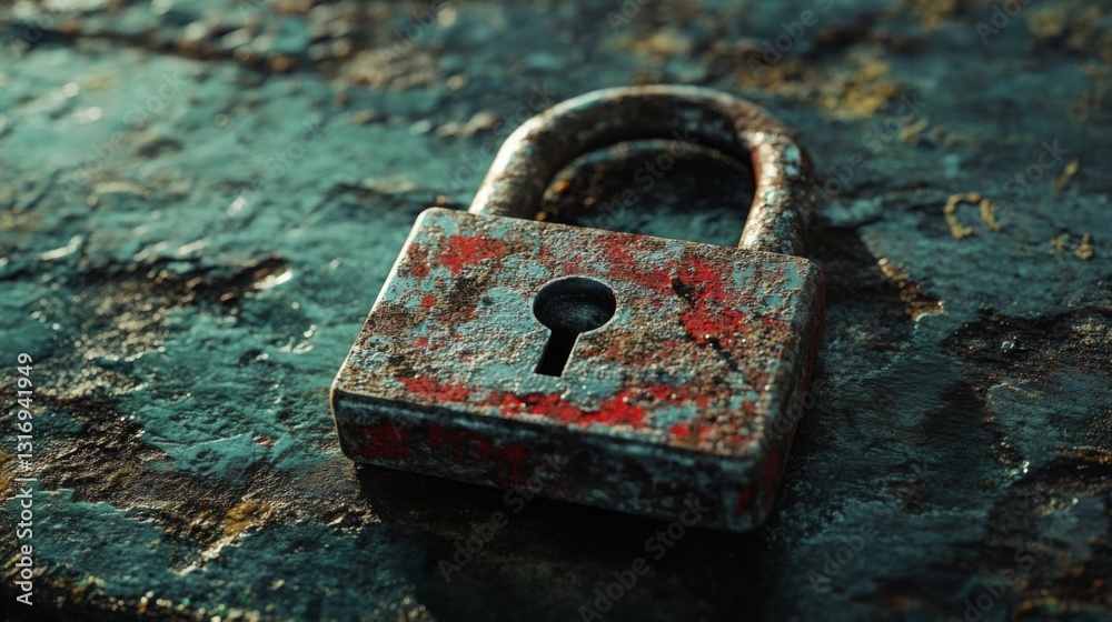 Leinwandbilder Create  prompts for stock photos related to Closed Padlock on digital background, cyber security with - characters and ending with