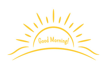 Abstract hand drawn sun with Good Morning phrase, vector eps10 illustration