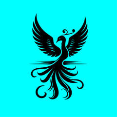 Elegant Phoenix Bird – Mythical Firebird Vector Silhouette