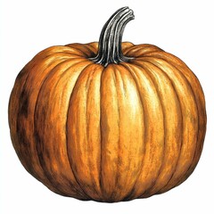 Detailed Illustration of a Pumpkin