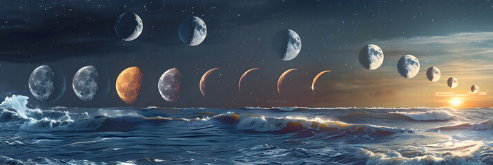 Illustrative Informational Graphic Depicting Tide Predictions Based on the Lunar Cycle