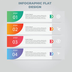 Four-step process infographic; gradient design; grey background; presentation template