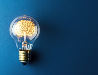 Illuminated Brain Lightbulb Symbolizing Ideas