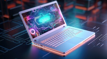 photo white laptop 3d