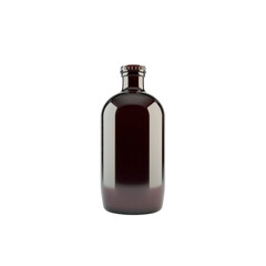 Dark Amber Glass Bottle Mockup - Isolated on Transparent Background
