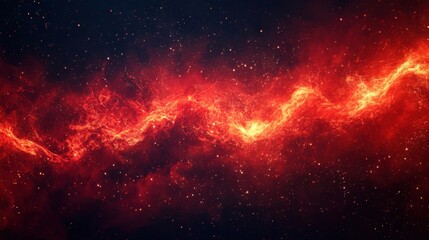 Fiery Nebula in Deep Space Red Galaxy Cosmic Cloud Abstract Background Breathtaking Celestial Phenomenon Astronomical Wonder Dark Backdrop Wide Angle