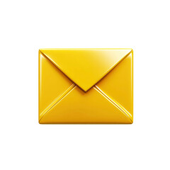 3D Render of a Shiny Yellow Envelope Icon