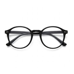 Black round glasses isolated on white background. Plastic glasses frame. Bold glasses frame.