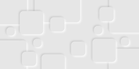 Abstract white rectangle shape geometric line background. abstract seamless modern white and gray color technology concept geometric rectangle vector background neomorphism style poster, banner design