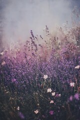 Obraz premium Lavender meadow with scattered rare orchids, a burst of natural diversity