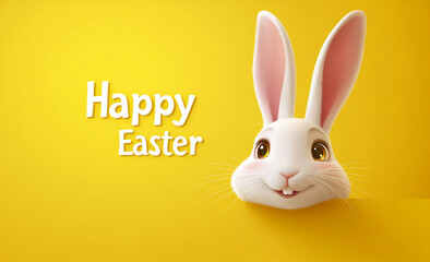 Fototapeta premium vector illustration of a cute bunny character peeking out from behind the