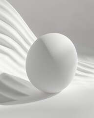 A 3D Rendering of a White Sphere on a White Surface