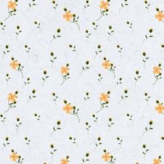 Seamless pattern, yellow flowers, watercolor pattern background.