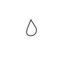 A simple black outline of a water droplet icon on a white background