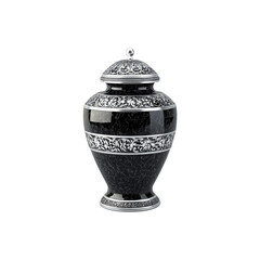 Elegant Black and Silver Urn with Floral Design