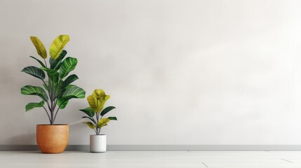 metal empty room with plant