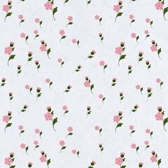 Seamless pattern, pink flowers, watercolor pattern background.
