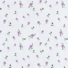 Seamless pattern, purple flowers, watercolor pattern background.