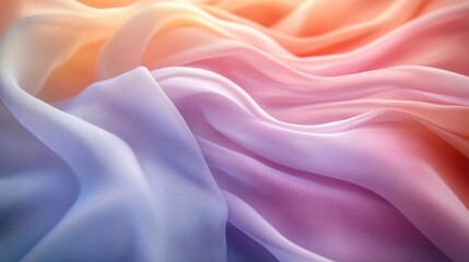 Obraz premium Soft, flowing pastel fabrics in a gradient of peach, lavender, and rose