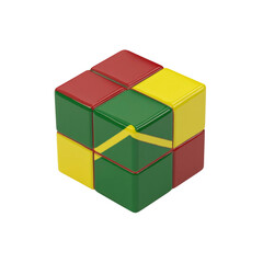 Obraz premium Abstract Colorful Cube Puzzle Red, Yellow, and Green Blocks