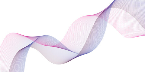 Fototapeta premium Abstract frequency sound wavy, twisted curve lines with blend effect. Technology abstract wavy curve lines on transparent background. Abstract business wave curve lines background. Vector 