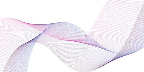 Abstract frequency sound wavy, twisted curve lines with blend effect. Technology abstract wavy curve lines on transparent background.  Abstract business wave curve lines background. Vector 