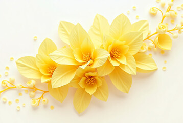 Obraz premium Closeup of a yellow flower. Petals. White background. 