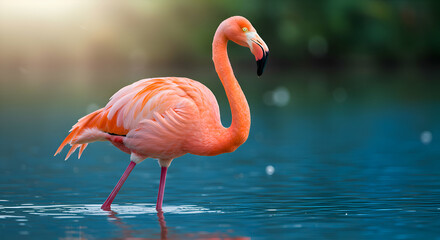 Flamingo Standing Gracefully in Water