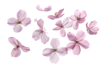 flower petals flying isolated on transparent background