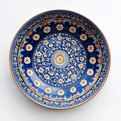 Fototapeta premium Decorative round ceramic plate with intricate floral design