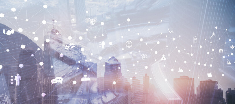 Connecting people on the internet. Social network global connection