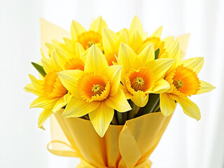 Obraz premium Yellow Bouquet of flowers on white background.
