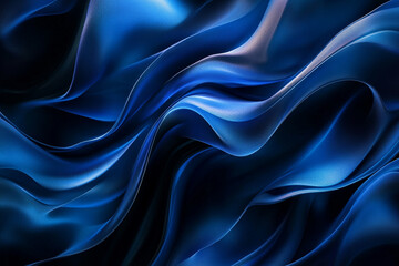 Obraz premium Abstract blue swirling waves elegant design background texture art silk dark deep curve fluid shiny