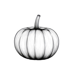 A detailed illustration of a white pumpkin showcasing its unique texture and shape., transparent background.