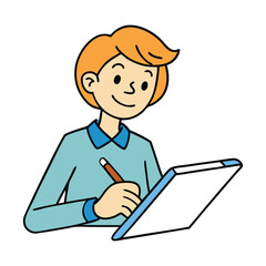 A hand writing on a tablet with a stylus, creating smooth, precise lines on the screen, showcasing modern technology and effortless digital note-taking or sketching.