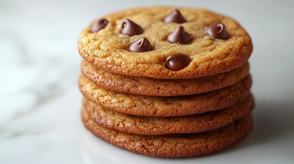 Fototapeta premium Stack of warm chocolate chip cookies