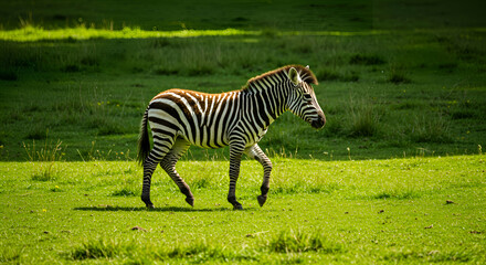 Obraz premium Zebra Walking Gracefully Across the Grassland