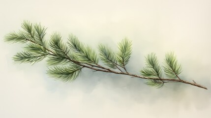 Obraz premium gentle conifer branch water color