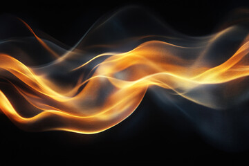 Abstract golden waves dark background elegant design texture art shiny curve fluid light black orange