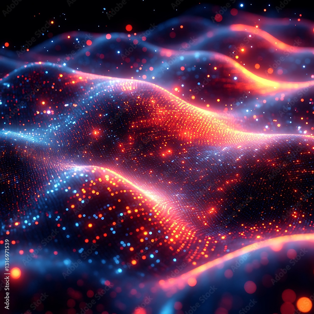 Aufkleber Abstract digital wave pattern with glowing particles creating a futuristic and dynamic flow effect
