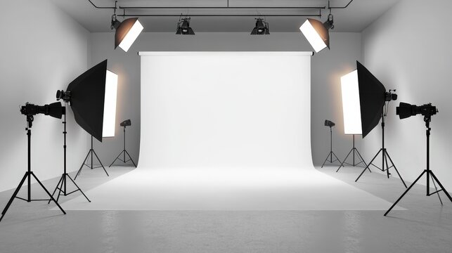 White backdrop on a gray floor, highlighting contrast; centered text at the bottom reads "A description"