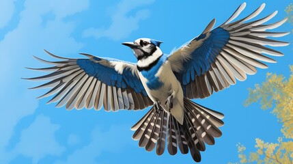 Naklejka premium wings blue jay flying