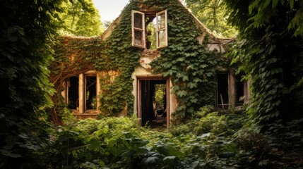 Fototapeta premium overgrown demolished house
