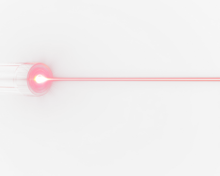 Bright Red Laser Beam Emitting from a Laser Pointer Device Isolate on Transparent Background, cutout, png