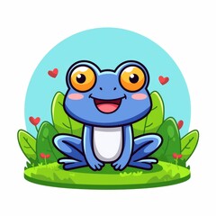 Obraz premium Cute Frog Sitting in Garden