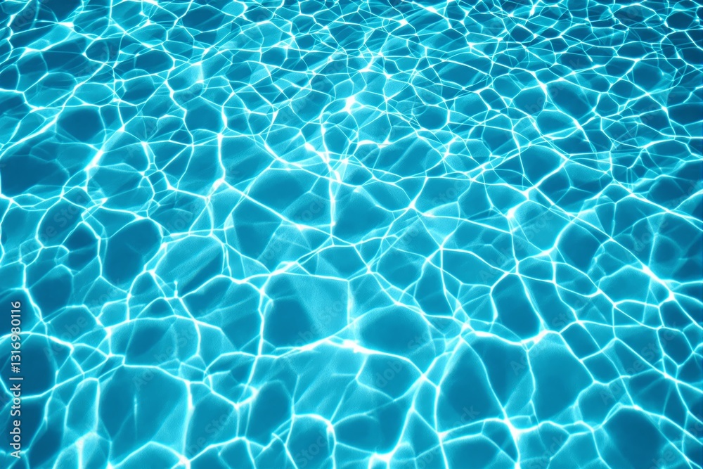 Poster abstract blue water surface pattern with light reflections.