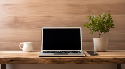 Fototapeta premium workspace computer on wood desk