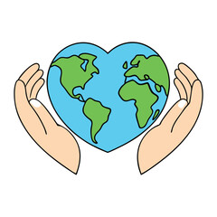 Two hands gently hold a heart-shaped world map, symbolizing unity, love, and global connection. A beautiful representation of peace, compassion, and togetherness.