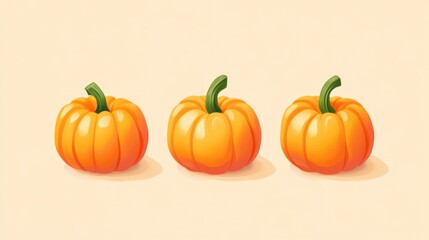 Vibrant Orange Pumpkins on Light Background for Autumn Decor