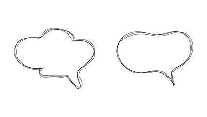 Obraz premium Jelly style hand drawn outline chat bubble for cartoon text, pop art blank template. Place for text. Vector illustration in flat design style